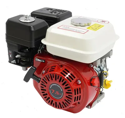 Obrázek produktu pro Benzínový motor – čtyřtaktní, horizontální, 212 cm³ – 7,5 k, 3000 W – vzduchem chlazený – startér s lanem – kliková hřídel 20 mm – červený