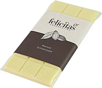 Produktbild von Tafelschokolade "weiße Schokolade" von der Confiserie Felicitas (100 g)