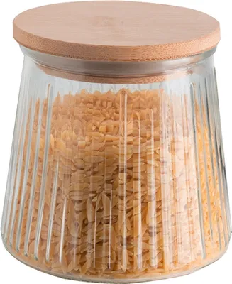 Produktbild von Vorratsglas - H 11,7 cm - Glas - mit Bambusdeckel - 640 ml