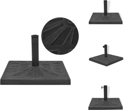 Zdjęcie produktu dla vidaXL Stojak na parasol kwadratowy czarny 12 kg - Stojak na parasol