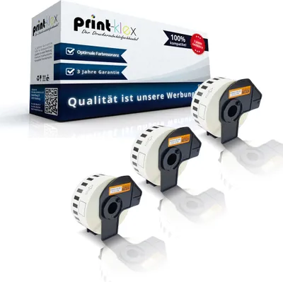 Produktbild von Print-Klex 3x Kompatible Etiketten-Rollen kompatibel mit Brother P-Touch DK-22214 P-Touch QL 1000 Series QL 1050 QL 1050N QL 1060N QL 500 A QL 500A QL 500BS QL 500BW DK22214 12mm 30,48m Print Plus Serie