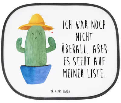 Produktbild von Mr. & Mrs. Panda Sonnenschutz Auto Kaktus Hut - Weiß - Geschenk, für, Spruch, Sonnenblende, hitzeschutz, Motivation, Geschenkidee, Kakteen, Weltreise, saugnapf