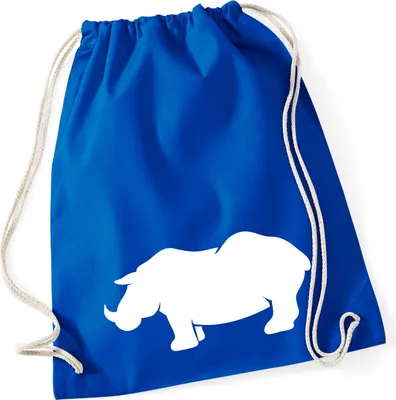 Produktbild von Huuraa Turnbeutel Nashorn Silhouette 12 Liter Bright Royal Baumwolle Rucksack Geschenkidee