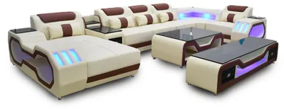 Immagine prodotto di Divano angolare a U beige divano zona giorno imbottito set angolare divano moderno divani