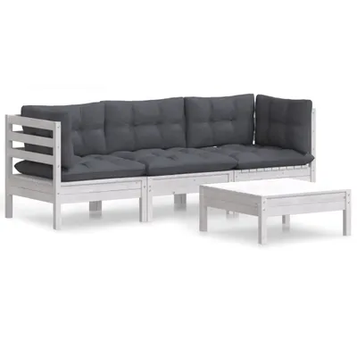 Produktbild von vidaXL 4-tlg. Garten-Lounge-Set mit Anthrazit Kissen Kiefernholz