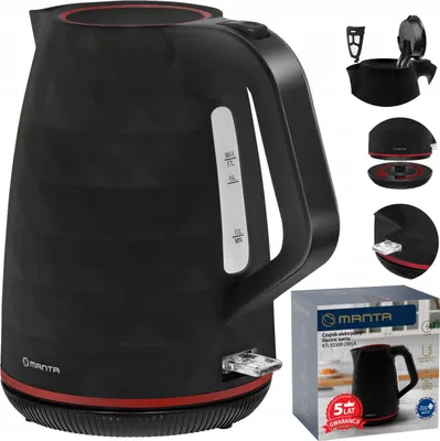 Produktbild von Schwarzer 2200W BPA FREE 1.7L kabelloser elektrischer Wasserkocher Manta KTL9230B