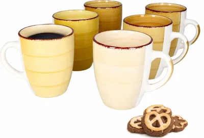 Obrázek produktu pro sada 6 žlutých hrnků na kávu Žlutý 350ml s uchem Hrnek na pití Hrnek Hrnce