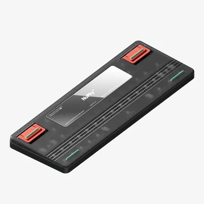 Produktbild von Nuphy - Air60 V2 Kabellose Mechanische Tastatur QMK/VIA, QWERTY US, 60% Low Profile Bluetooth / 2.4GHz - Basalt Black Red