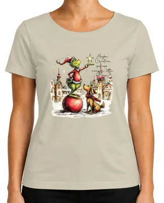 Imagen del producto de Quizás la Navidad significa un poco más. Camiseta para mujer "Grinch Geschenk", color natural, talla M