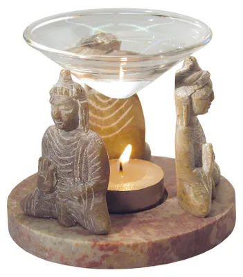 Produktbild von Aromalampe "3 Buddhas" Speckstein 10x9cm