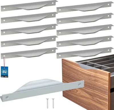 Obrázok produktu pre KOTARBAU® Sada 10 nábytkových úchytiek Nábytkové úchytky Skriňové úchytky 160 / 180 mm ZnAl kuchynské úchytky Strieborné úchytky Nábytková úchytka na dvierka Profilová úchytka Úchytky na dvere Úchytky do kuchynských zásuviek Úchytky pre kuchynské skrinky Moderné