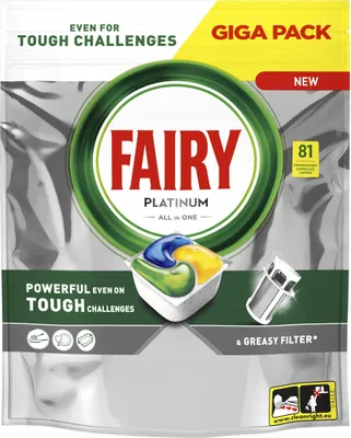 Zdjęcie produktu dla FAIRY Kapsułki Do Zmywarki Platinum All in One Lemon 81 szt.