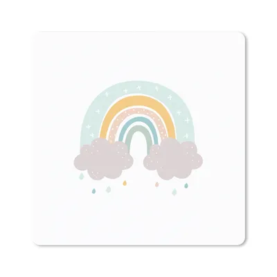 Produktbild von MuchoWow® Mauspad Mousepad Regenbogen - Wolken - Regen - Kinder - Pastell 20x20 cm - Mousepads - Maus Mat - Pad - Mausunterlage - Desk Mat - Bureauartikeln