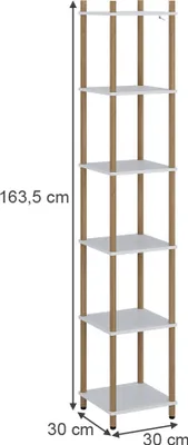 Produktbild von Eckregal Vicco Bivio Weiß/Kiefer 30 x 163.5 cm 6 Ablageflächen, Model 57479