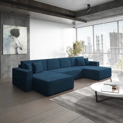 Produktbild von Wohnlandschaft Schlafsofa Sofa CONOR PREMIUM Stoff Kronos Dunkelblau