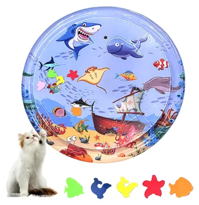Produktbild von Runde Wassermatte für Katzen, Verdickte Wasserspielmatte für Katzen, Kühlende Wassermatte für Katzen, Aufblasbare Wasser-Sensor-Spielmatte
