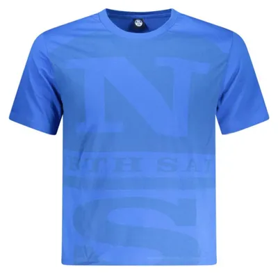 Produktbild von Herren Kurzarm T-Shirt Blau mit Druck und Rundhalsausschnitt