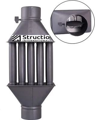 Produktbild von Abgaswärmetauscher Warmlufttauscher Rauchgaskühler Heizkörper schwarz Rauchrohr Ofenrohr Kaminrohr Energie sparen Leichte Reinigung Einfacher Einbau Abgasrohr 5 Rohre Dämpfer aus Stahlblech