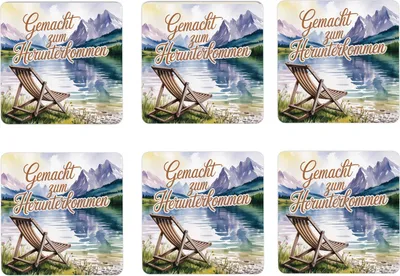 Produktbild von Chiemgau Liegestuhl 6er Set Untersetzer aus Holz - Gemacht zum Herunterkommen