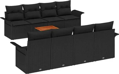 Obrázek produktu pro vidaXL Zahradní set sedaček, 9 kusů, černá barva, polyratan