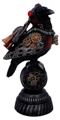Produktbild von Steampunk Rabenfigur mit Nieten, 24 cm, Bronze