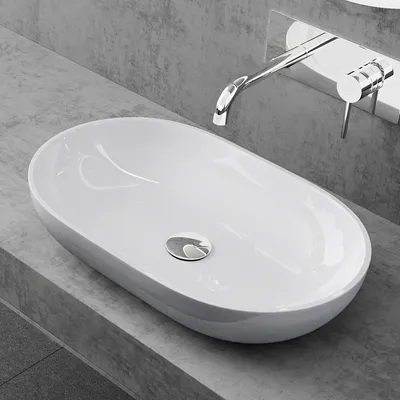 Produktbild von doporro Waschbecken Aufsatzwaschbecken 54x34x10,5cm mineralguss Waschschale aus hochwertigem Gussmarmor in Weiß Hochglanz Colossum808