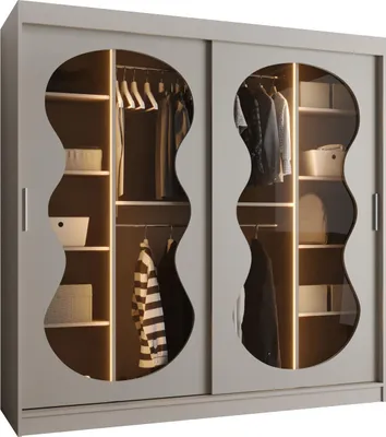 Produktbild von MEBLE KRYSPOL Kleiderschrank mit Glas 200 x 200 x 62 cm BAHRAJN 3, Kaschmir