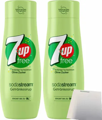 Produktbild von SodaStream 7up free Getränke-Sirup 2er Pack (2x0,44l Flasche) + usy Block