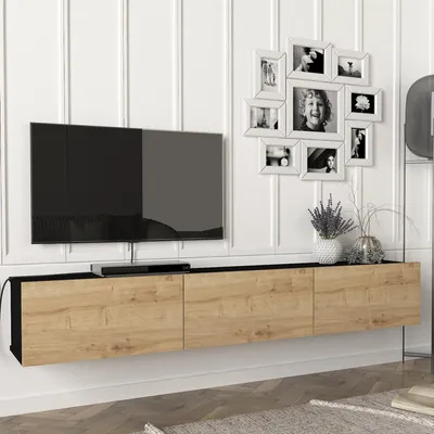Immagine prodotto di Mobile TV 'Vihti' 180x31x29,5cm nero/rovere