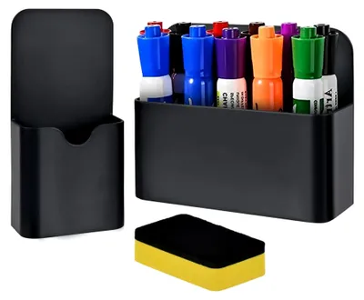 Produktbild von Magnetischer Stifthalter für Whiteboard, 2 Stück mit Schwamm - Schwarz