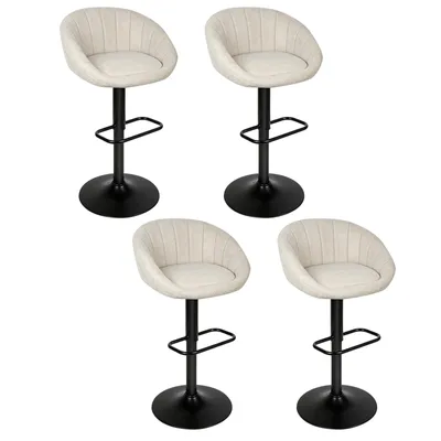 Produktbild von 4er-Set Barhocker mit Lehne und Fußstütze 360° drehbar Gepolsterter Barstuhl Beige