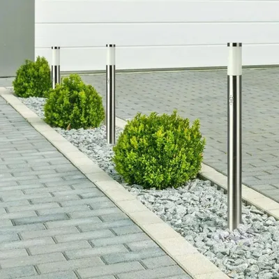 Image de Borne de Jardin Acier Inoxydable avec Détecteur 110cm IP44 pour Ampoule E27
