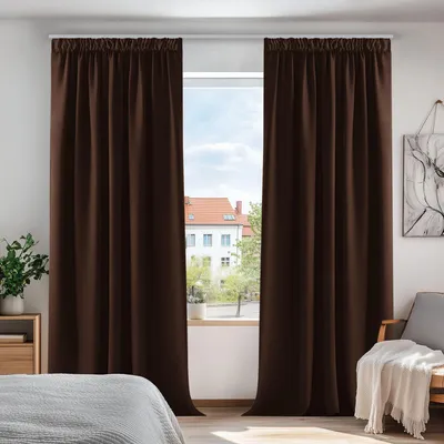 Verdunkelungsvorhänge, Faltenband, 168x229 cm, Schokolade, 2er-Set