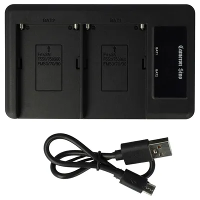 Produktbild von vhbw Dual Micro-USB + USB-C Ladegerät kompatibel mit Panasonic NV-GS10EG-R, NV-GS10EG-A, NV-GS10EG Kamera - Ladeschale + Micro-USB Kabel Ladeanzeige