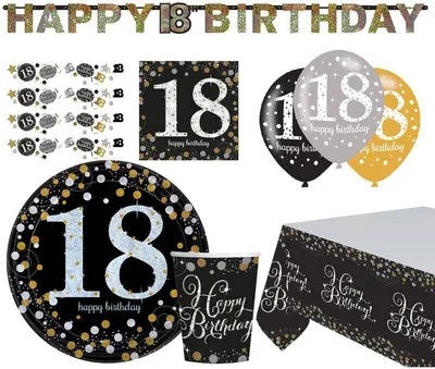 Produktbild von Zahl 18 Sparkling Celebrations Gold Partyset 41-teilig