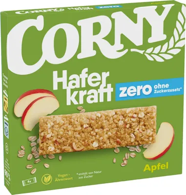 Produktbild von Corny Haferkraft zero Apfel Müsliriegel, 4x35g