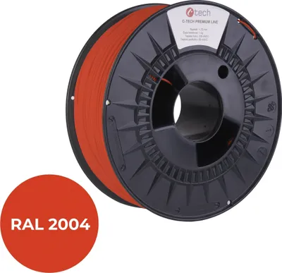 Obrázek produktu pro Tisková struna (filament) C-TECH PREMIUM LINE, PLA, oranžová pravá, RAL2004, 1,75mm, 1kg