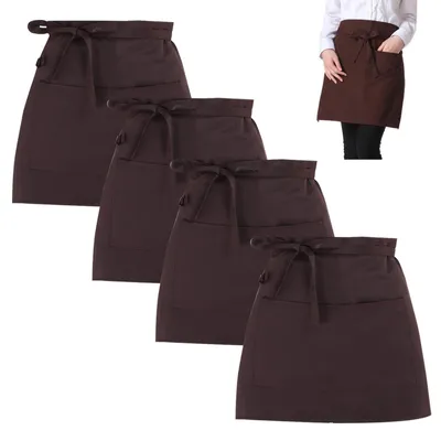 Immagine prodotto di Grembiule da cucina marrone, 40 x 60 cm, con 2 tasche, in cotone