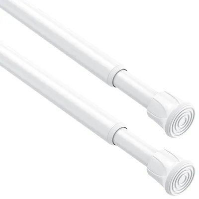Productafbeelding van Boorloze gordijnstangen - 2 stuks - Wit - 40-70 cm - Ø 13 mm