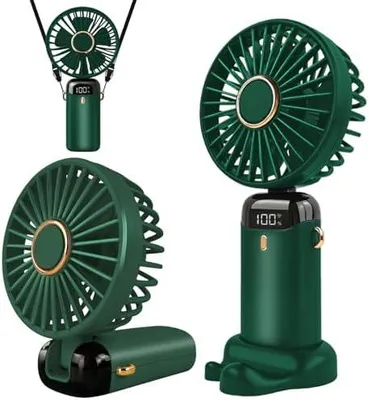 Produktbild von Jsdoin Handventilator, Tragbarer Mini Ventilator, Wiederaufladbar, Kleiner Taschenventilator Mit 5 Geschwindigkeitsstufen, Faltbarer USB-Ventilator für Büro, Outdoor (Grün)
