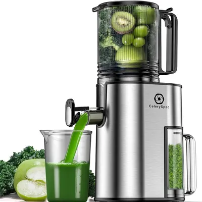 Produktbild von CelerySpec SJ-048-EU-SS Entsafter -  Für Ganze Gemüse und Obst 250W Leistung 1.8L Kapazität Saftpresse lebensmittelechtes Material Edelstahl 130 mm Einfüllöffnung Rücklauffunktion - Silber