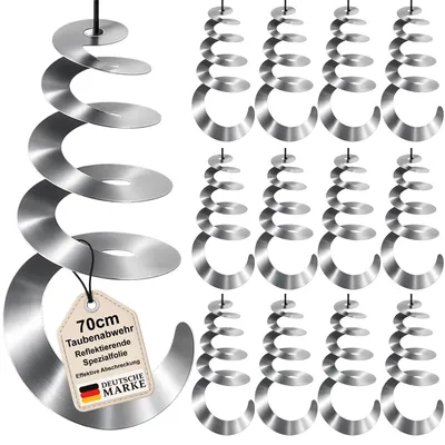 Produktbild von Windspirale 12er Set Vogelabwehr Windspiel Reflektierend Vogelschreck Spirale