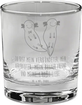 Produktbild von Mr. & Mrs. Panda Cocktailglas Axolotl Freundin - Transparent - Geschenk, Tumbler Glas, Valentinstag, gravur, Paar, Gin, Verliebt, Liebe, für
