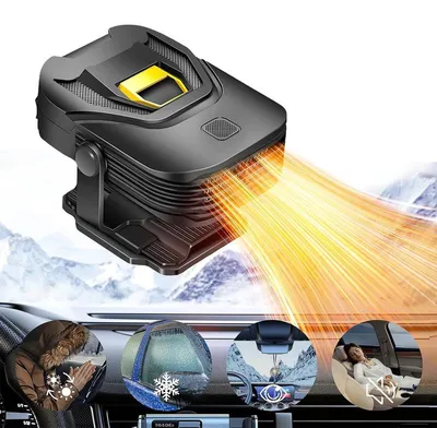Produktbild von Tragbarer Auto Heizlüfter 12V 150 W, Scheibenentfroster mit 360° Drehfunktion, Zigarettenanzünder-Stecker
