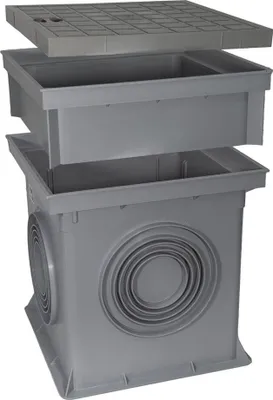 Produktbild von Marley Einlaufschacht 300x300mm mit Schachtdeckel + Aufsatz Hofablauf Revisionsschacht
