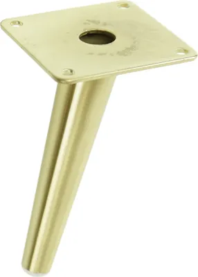 A single brass furniture leg with a square mounting plate.