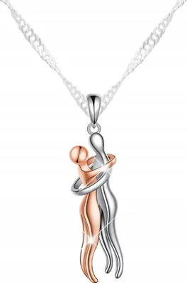 Produktbild von Silberne Halskette mit Pärchenanhänger „Ich liebe dich“ (Herz) – 925er Silber
