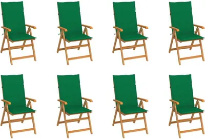 Produktbild von Verstellbare Gartenstühle mit Auflagen 8 Stk. Massivholz Teak