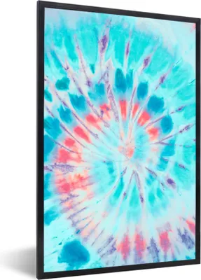 Produktbild von MuchoWow® Gerahmtes Poster Sommer - Krawattenfärbung - Blau 60x90 cm - Poster mit Schwarzem Bilderrahmen Wandposter Rahmen Foto Bilder - Kunst