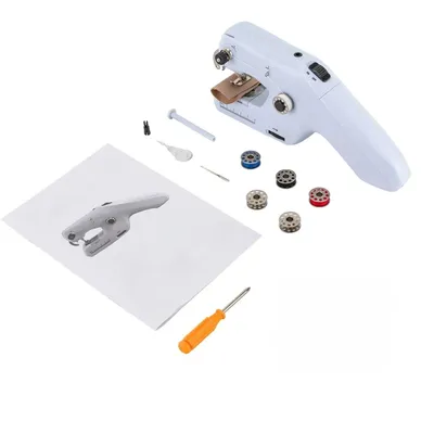 Produktbild von Mini-Nähmaschine Handheld, elektrisch, tragbar, für Kleidung & Stoffreparatur, 4× AA-Batterien